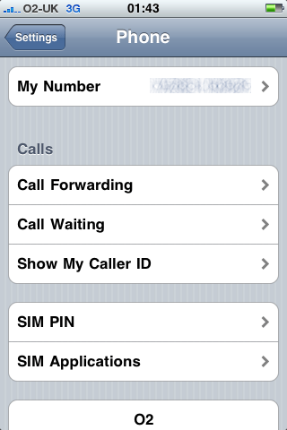 Phone Settings iPhone OS 3.0