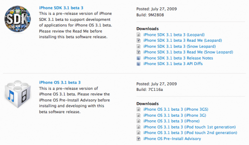 iPhone OS & SDK 3.1 Beta